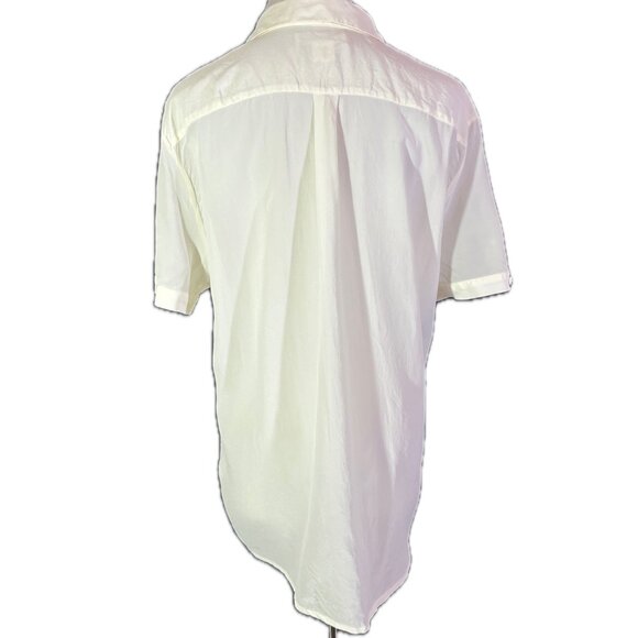 Joe Fresh Size XL Silk Short Sleeve Shirt Sheer Off-White - Picture 6 of 11